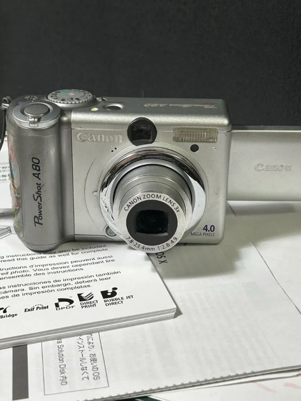 Canon PowerShot A80 4.0MP Flip Screen Digital Camera Bundle Software Cord Strap